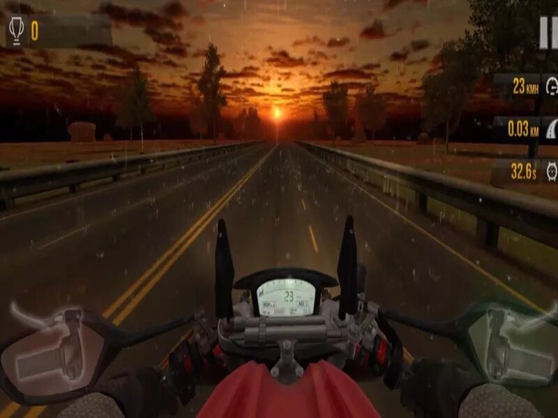 Thời tiết và thời gian được mô phỏng sống động trong Hack Traffic Rider Mod Apk