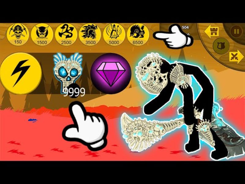 Vũ khí và đạo cụ tối tân trong hack Stick War: Legacy mod 99999999 