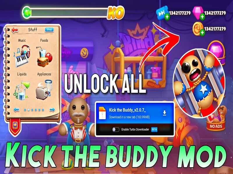 Tính năng vô hạn tiền, vô hạn vàng trong Kick The Buddy Hack MOD