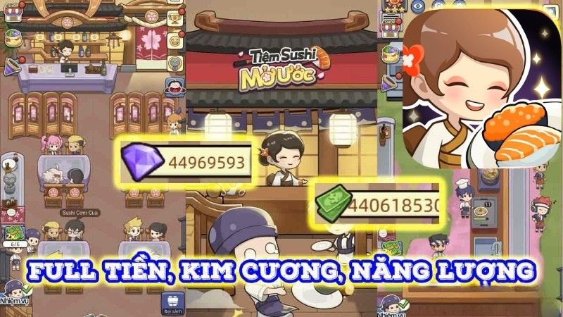 Tải Hack Tiệm Sushi Mơ Ước (Full Tiền, Kim Cương) v4.15.1 3 Trọn Bộ Tính Năng Cao Cấp Dành Riêng Cho Phiên Bản Hack Tiệm Sushi Mơ Ước