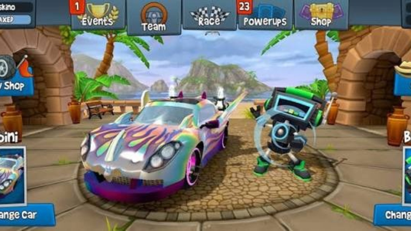 Xe sử dụng Powerup trong Beach Buggy Racing 2 Mod APK